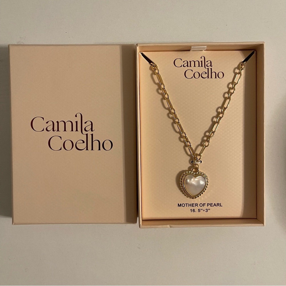Camila Coelho Gold Necklace with Mother of Pearl Heart